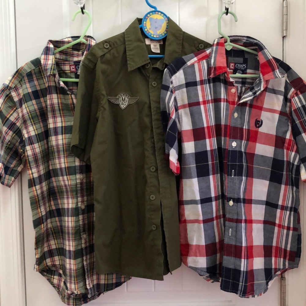 Chaps Boys M Y 10/12 Plaid Holiday Polo Shirts